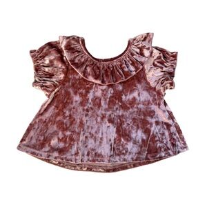 Pink Chicken Velvet Ruffle Blouse - Mauve | SZ 2Y